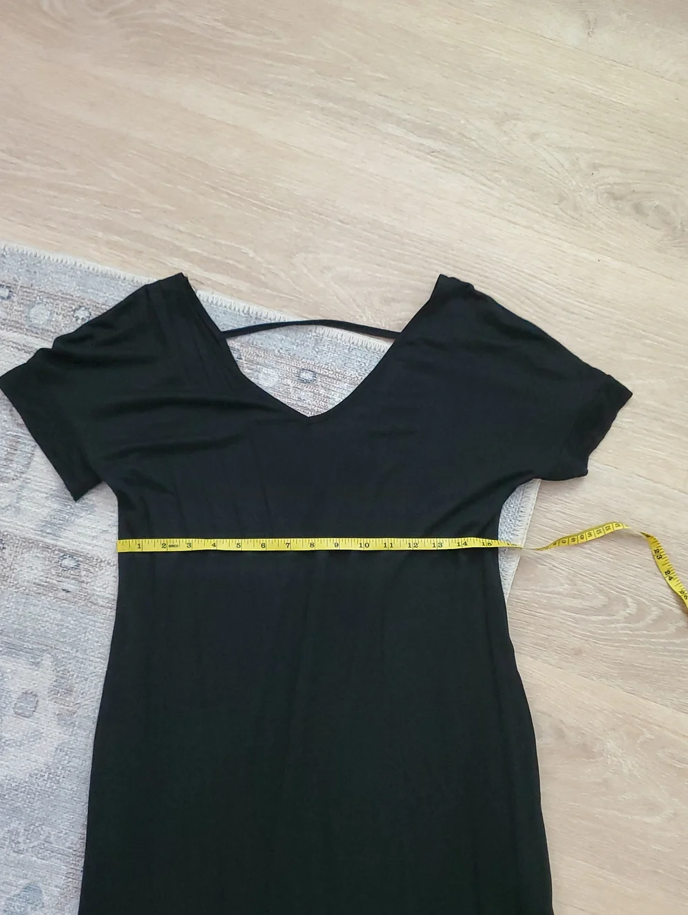 Boutique Black Long Open V Back Pocket Dress Cover-up SzS - Picture 3 of 11